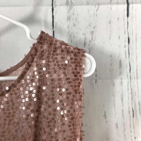 LC Tan Sheer Sequin attach Slip Underlay Dress - Picture 4 of 6